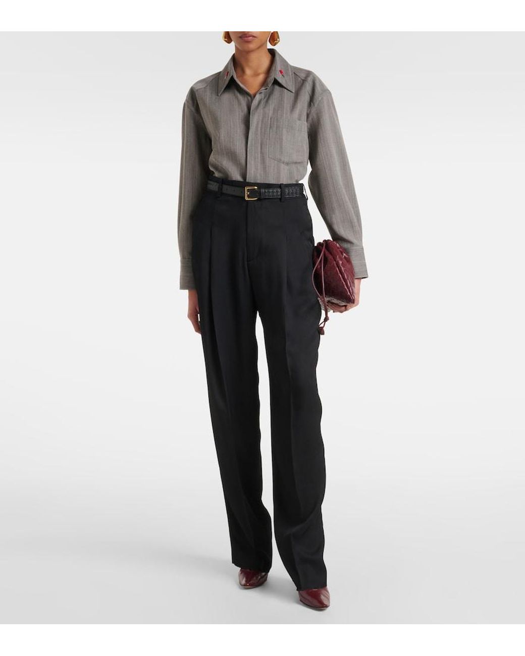 Bottega Veneta Black High-Rise Tapered Pants