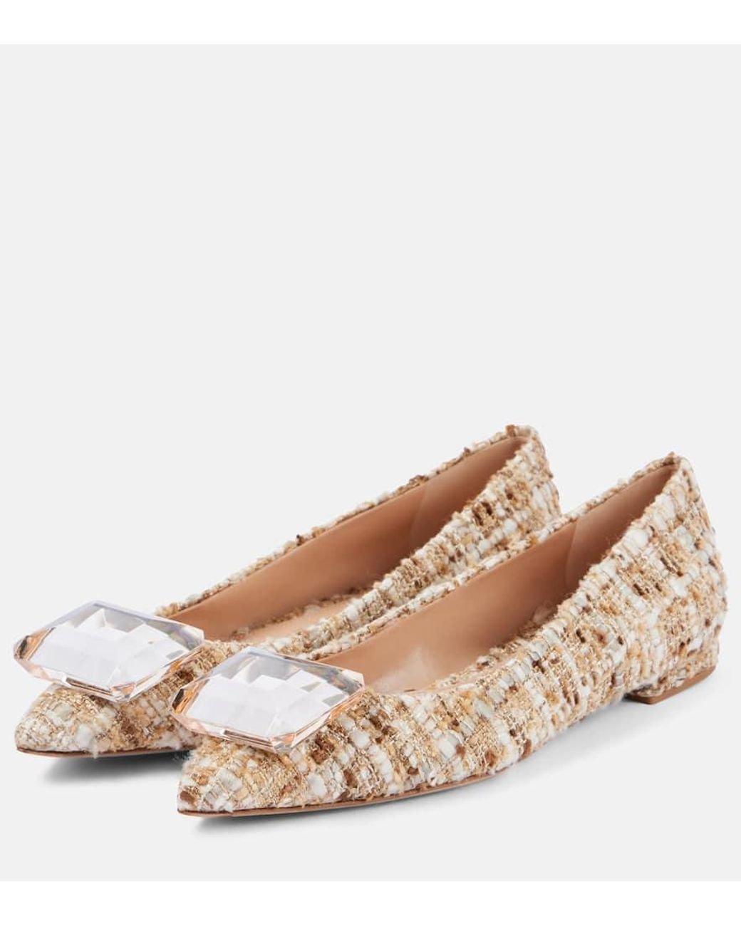 Gianvito Rossi Jaipur Boucle Ballet Flats in Natural | Lyst
