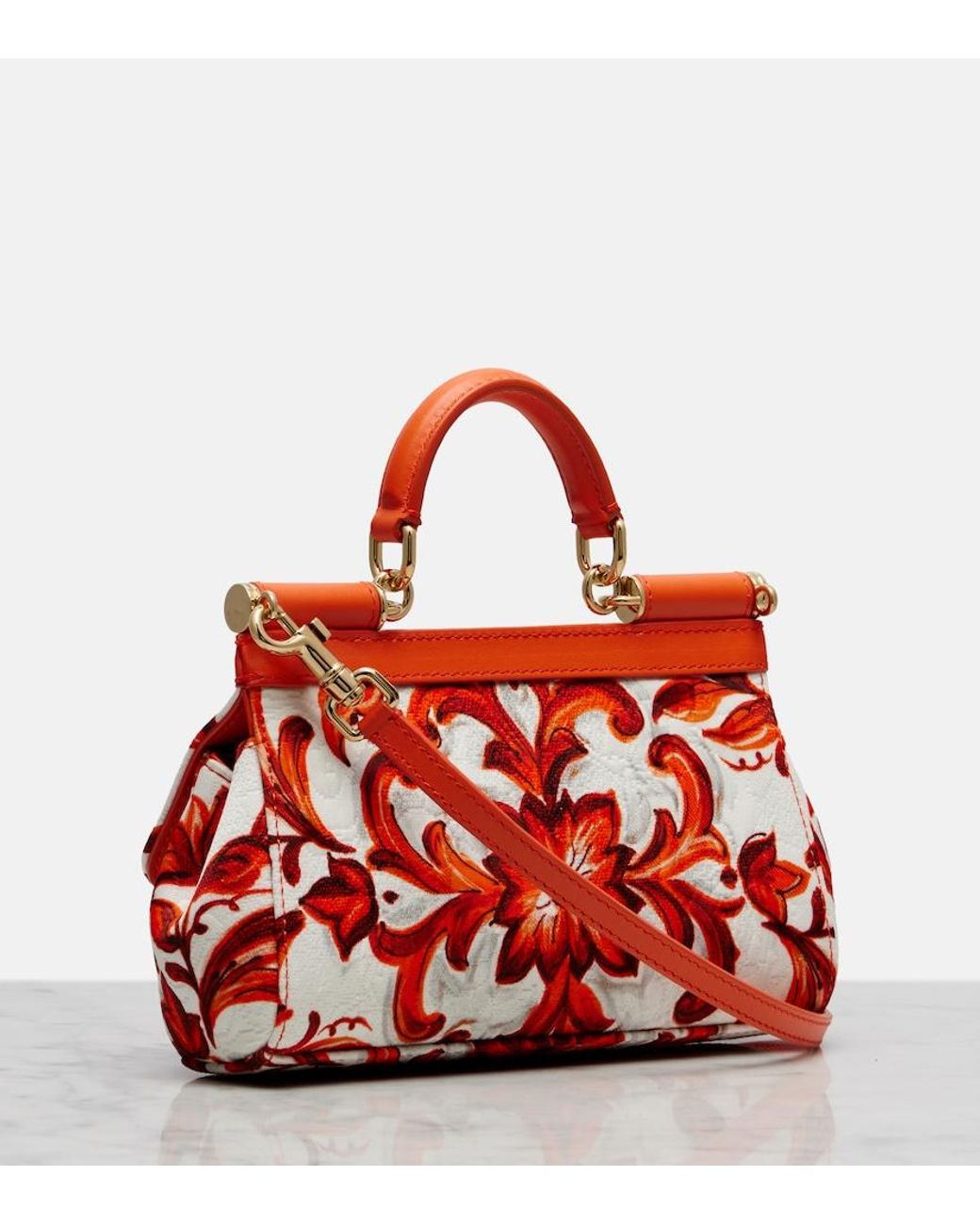 Dolce & Gabbana Red Sicily Mini Embellished Top-Handle Bag