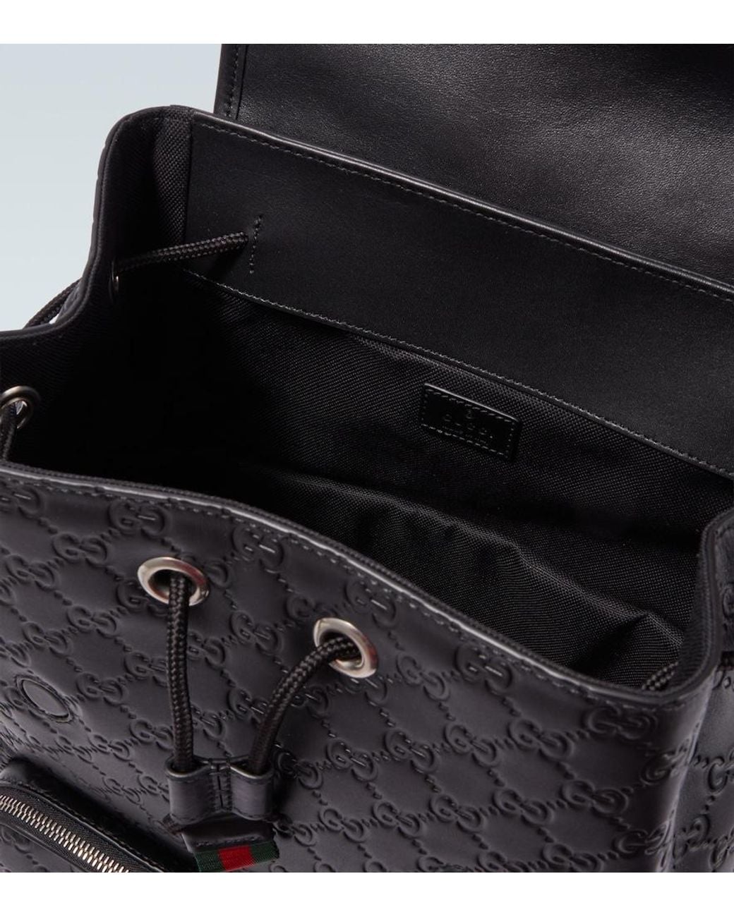 Gucci Black Gg Medium Leather Backpack for men
