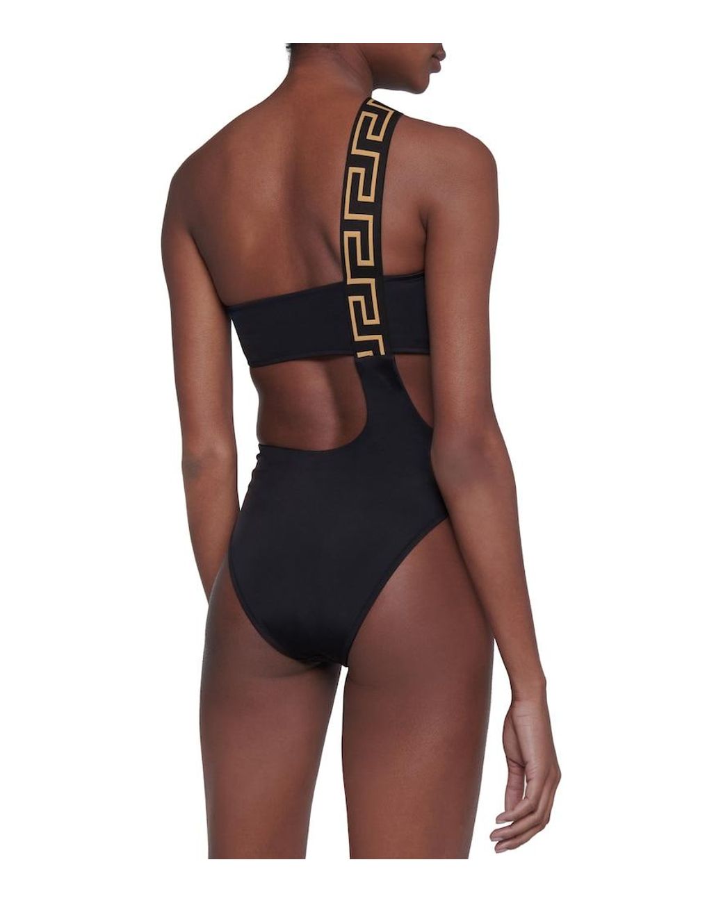 Versace Black Badeanzug Mit Asymmetrischer Schulterpartie Und Cut-outs