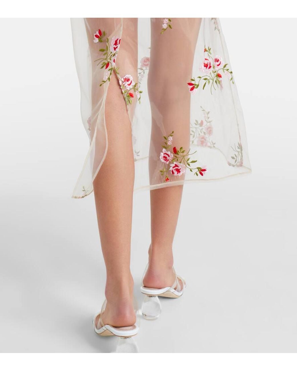 Simone Rocha Embroidered Sheer Organza Midi Dress in White | Lyst UK