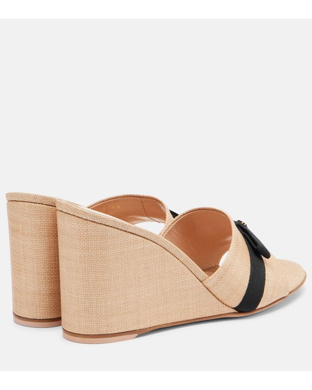 Gianvito Rossi Natural Minou Raffia Wedge Mules