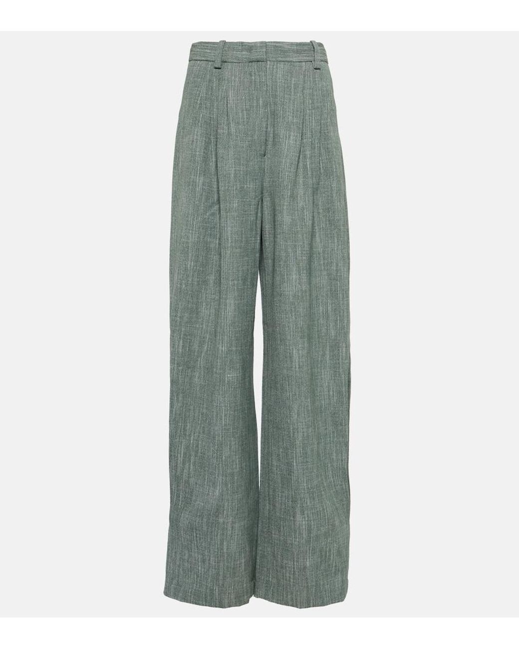 Co. Green High-Rise Wool-Blend Wide-Leg Pants