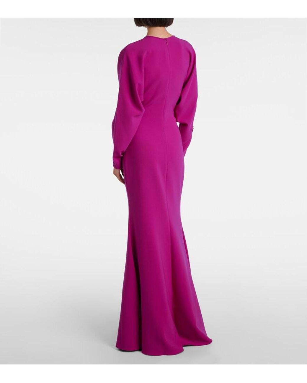 Costarellos Purple Marla Crystal-Embellished Crepe Gown