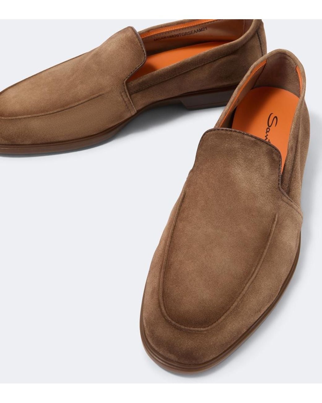 Santoni Brown Suede Loafers for men