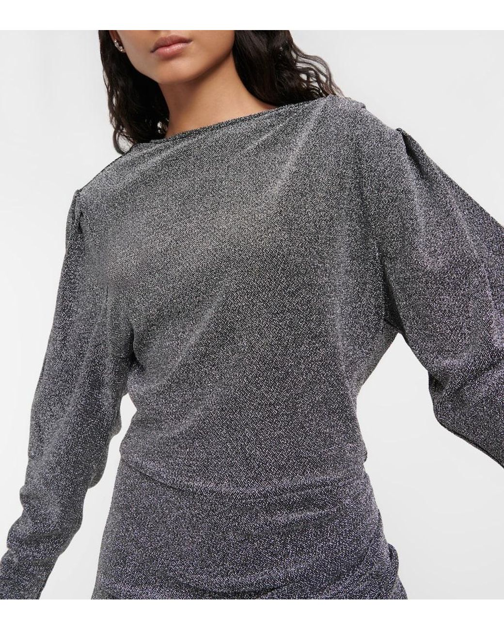 Isabel Marant Gray Benedicte Metallic Knit Minidress