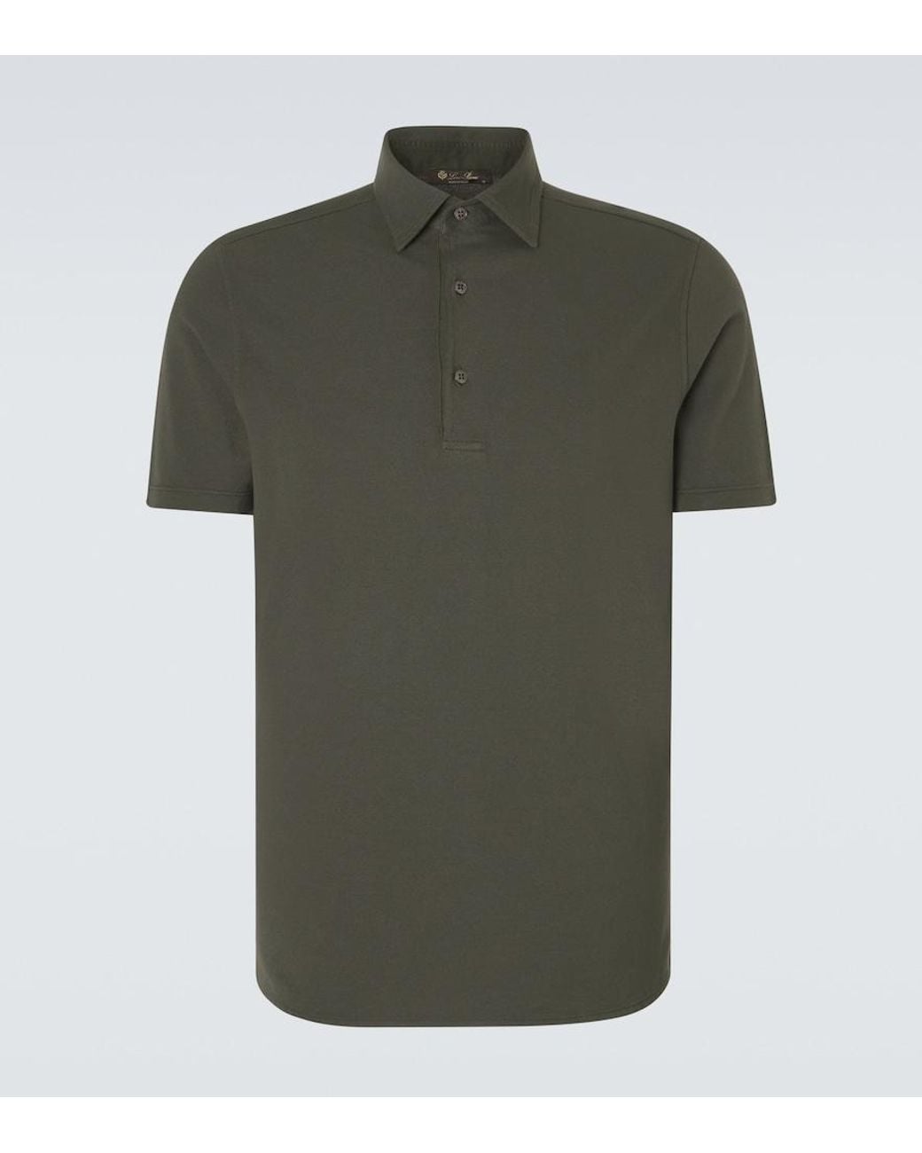 Loro Piana Green Brenna Cotton Pique Polo Shirt for men