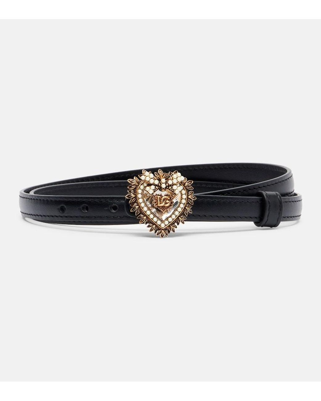 Dolce & Gabbana Black Guertel Devotion Aus Leder