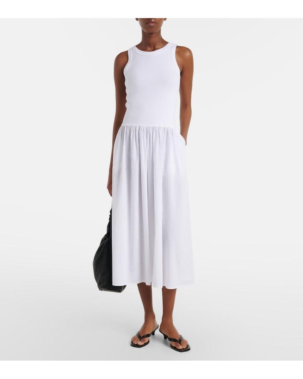 Velvet White Amelia Cotton-Blend Midi Dress