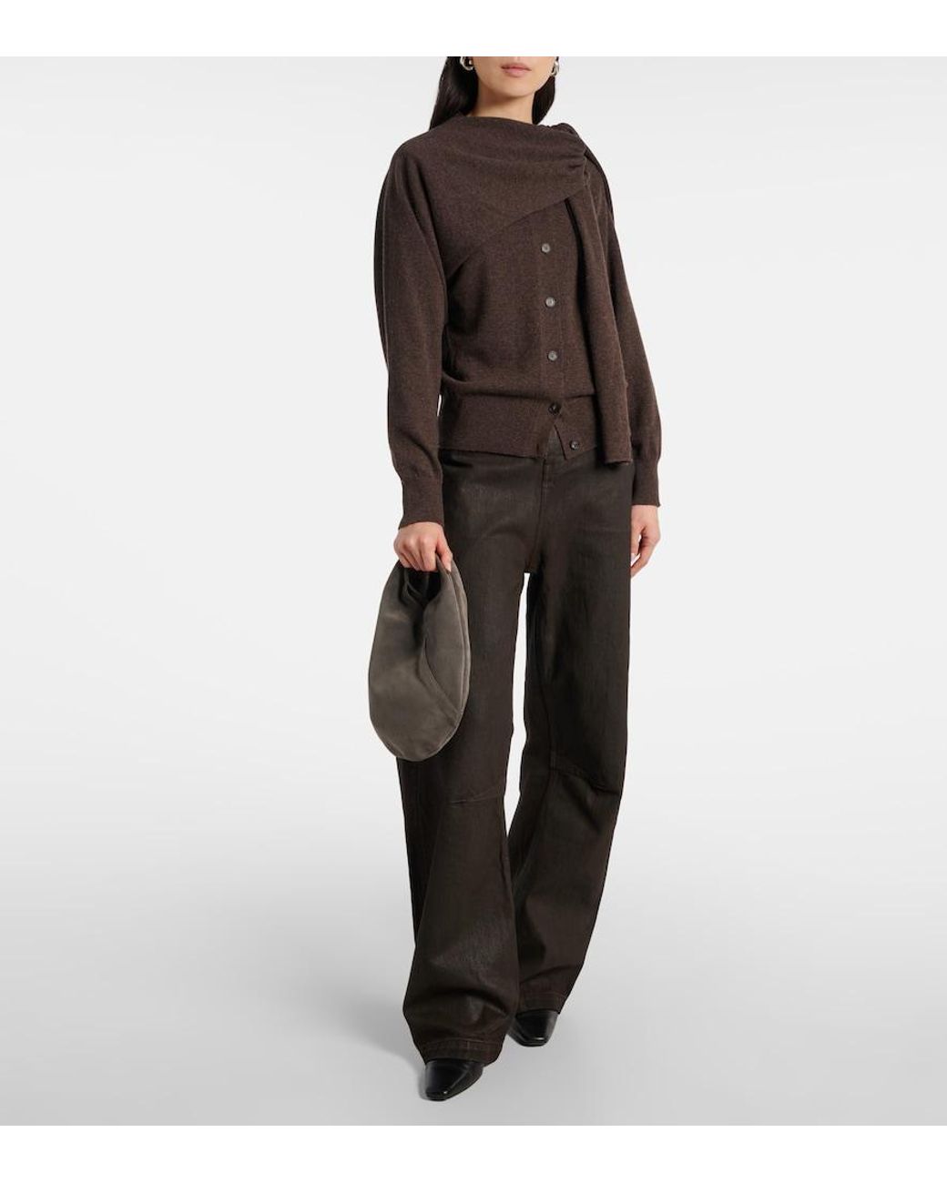 Aesther Ekme Brown Ora Mini Suede Shoulder Bag