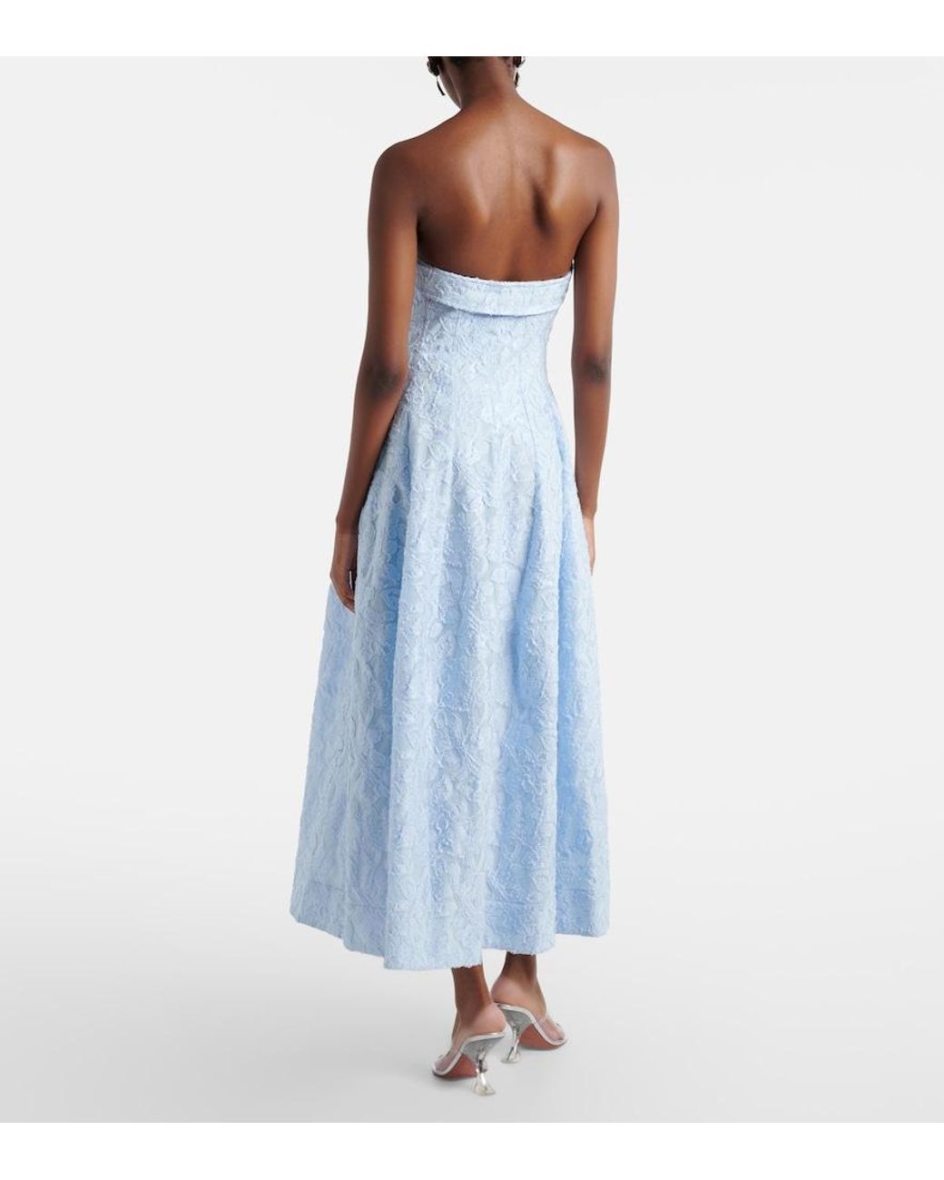 Jonathan Simkhai Blue Valeria Embroidered Midi Dress