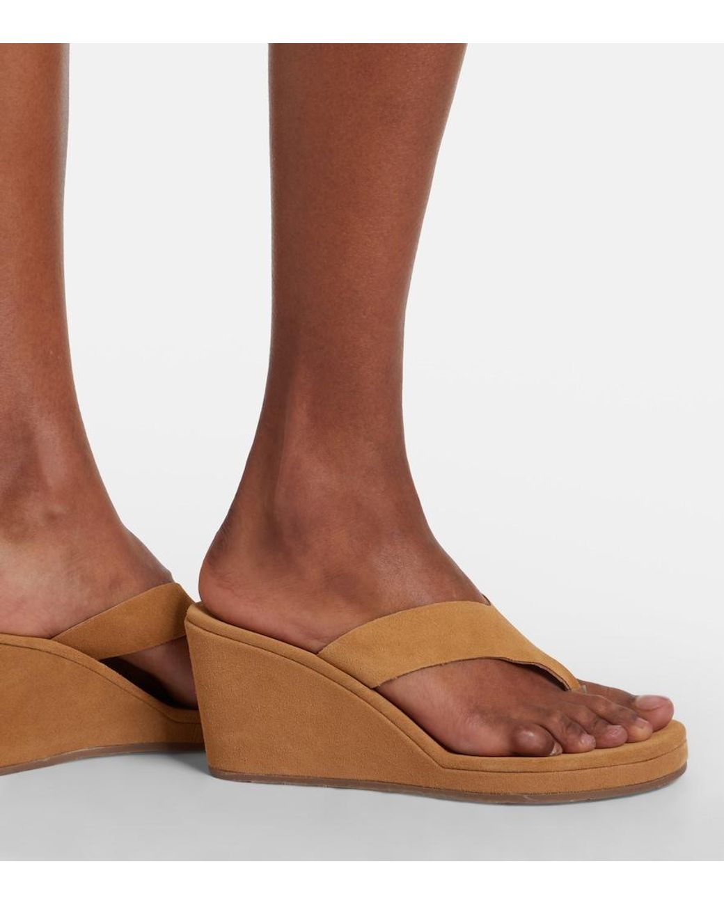 Ancient Greek Sandals Brown Charys Suede Wedge Thong Sandals