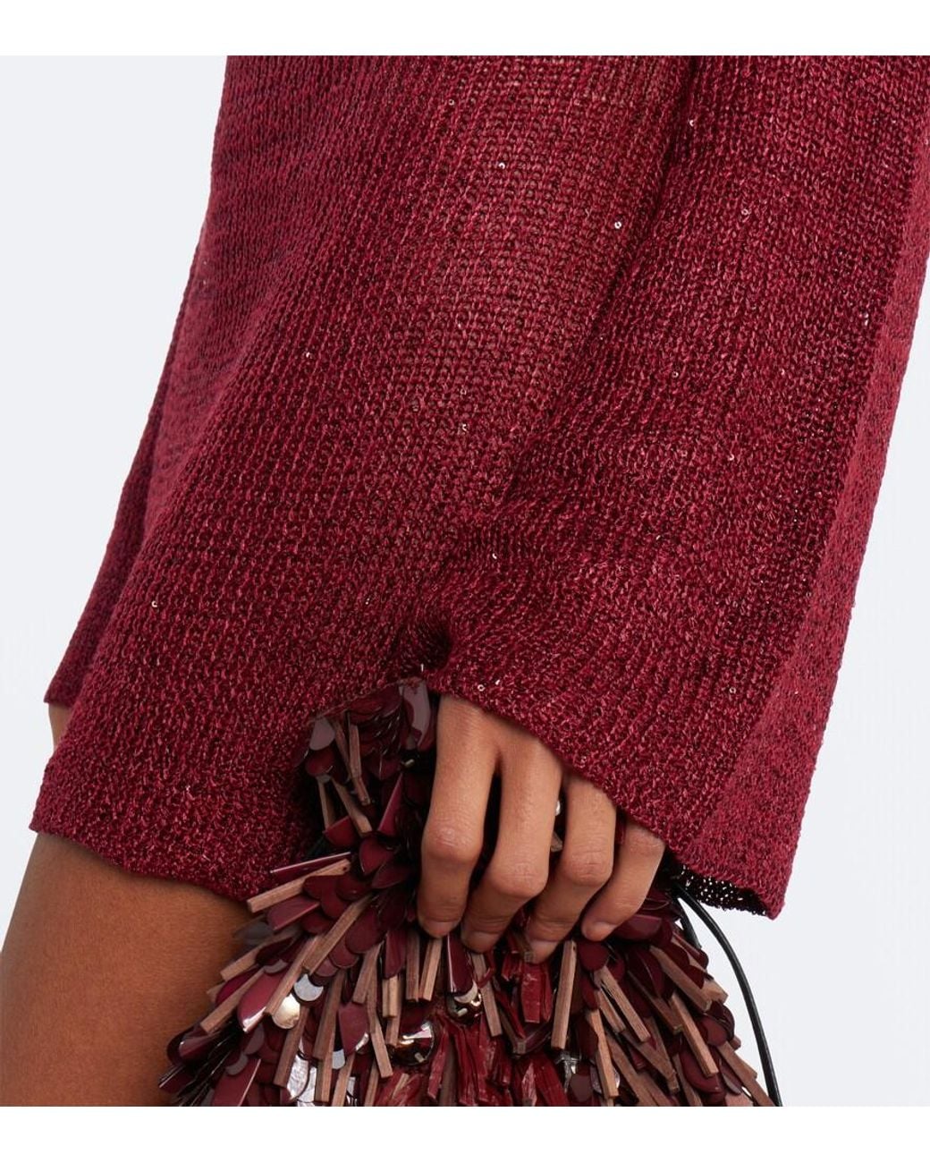 Bananhot Red Rey Sequined Knitted Minidress