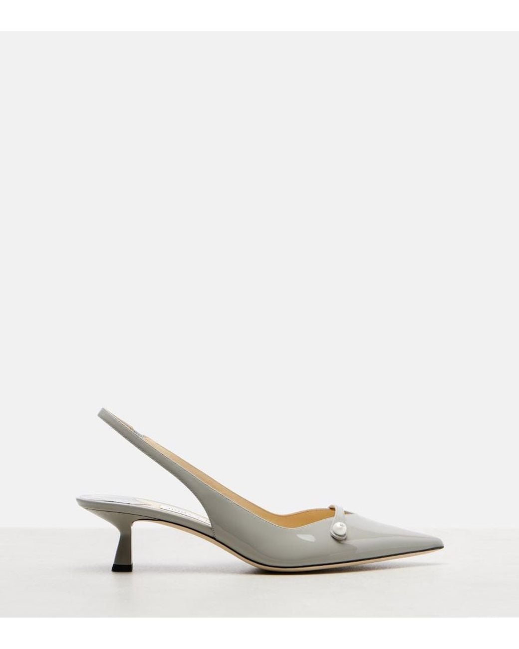 Jimmy Choo White Amita 45 Patent Leather Slingback Pumps