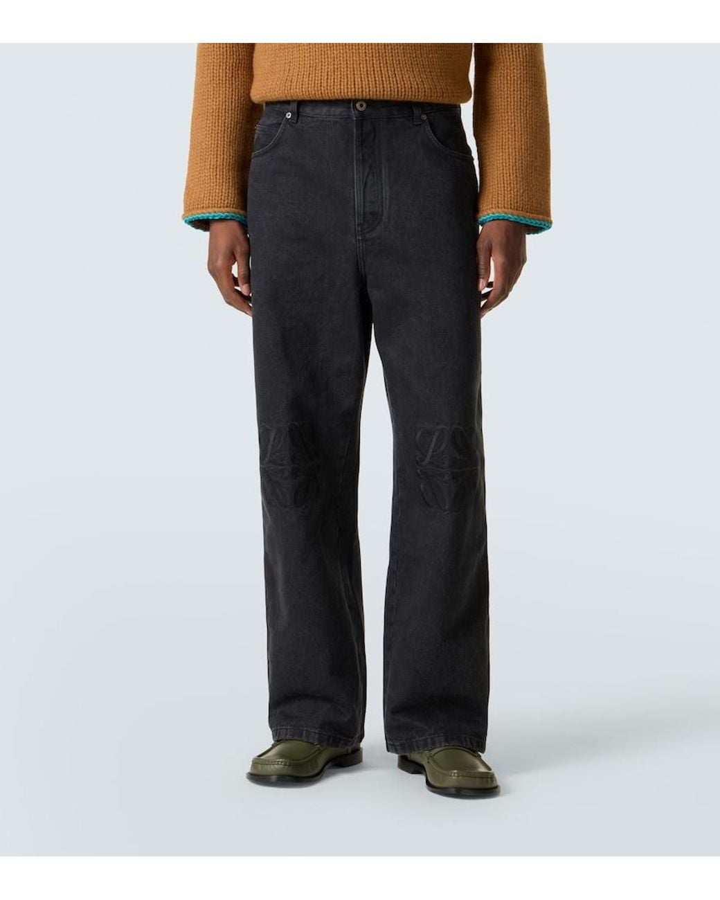 Loewe Blue Anagram Wide-Leg Jeans for men