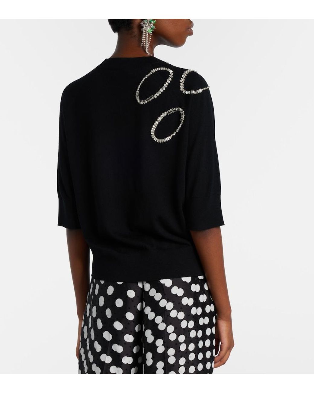 Dries Van Noten Black Embellished Wool Sweater