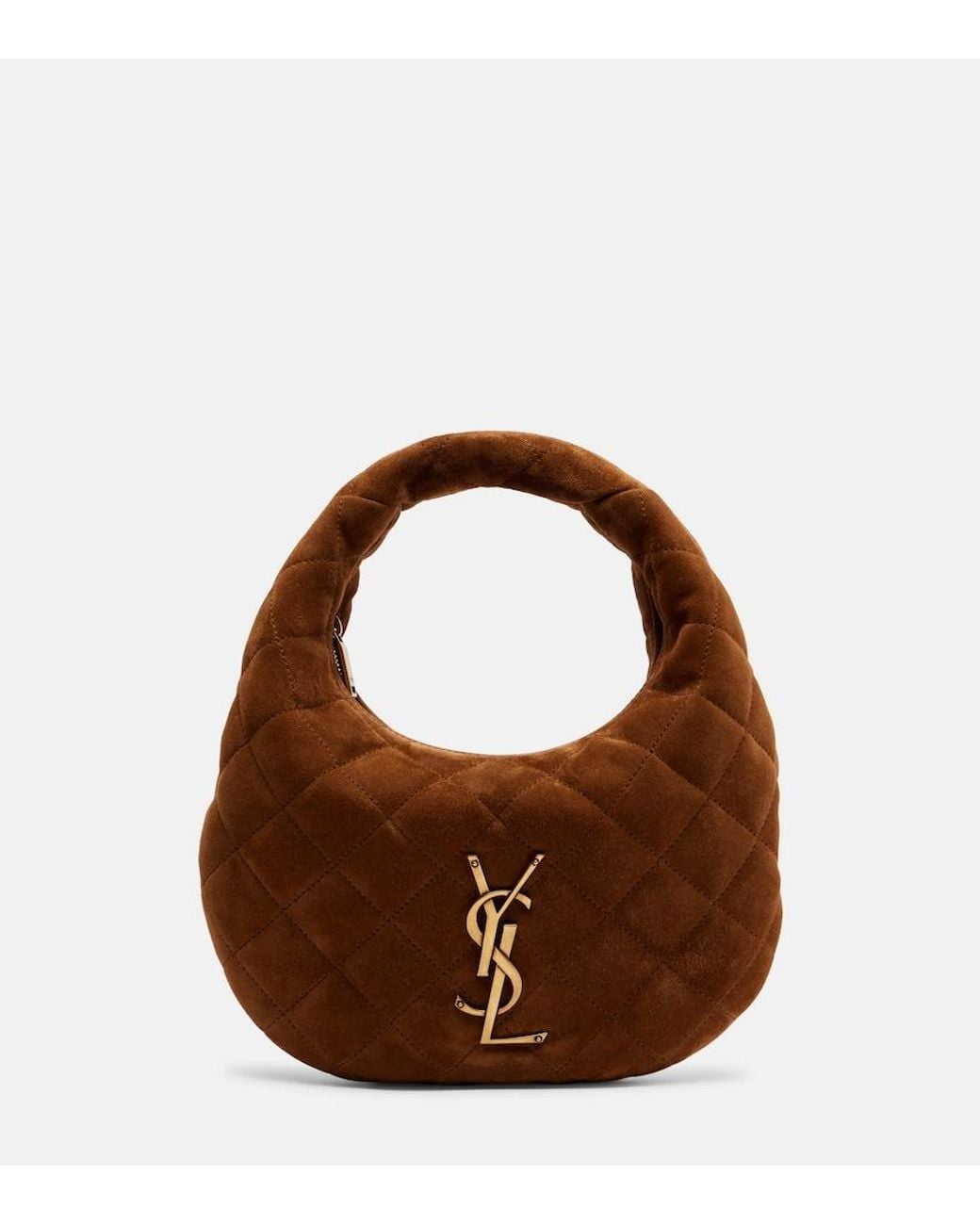 Saint Laurent Brown Icarino Baby Quilted Suede Top-Handle Bag