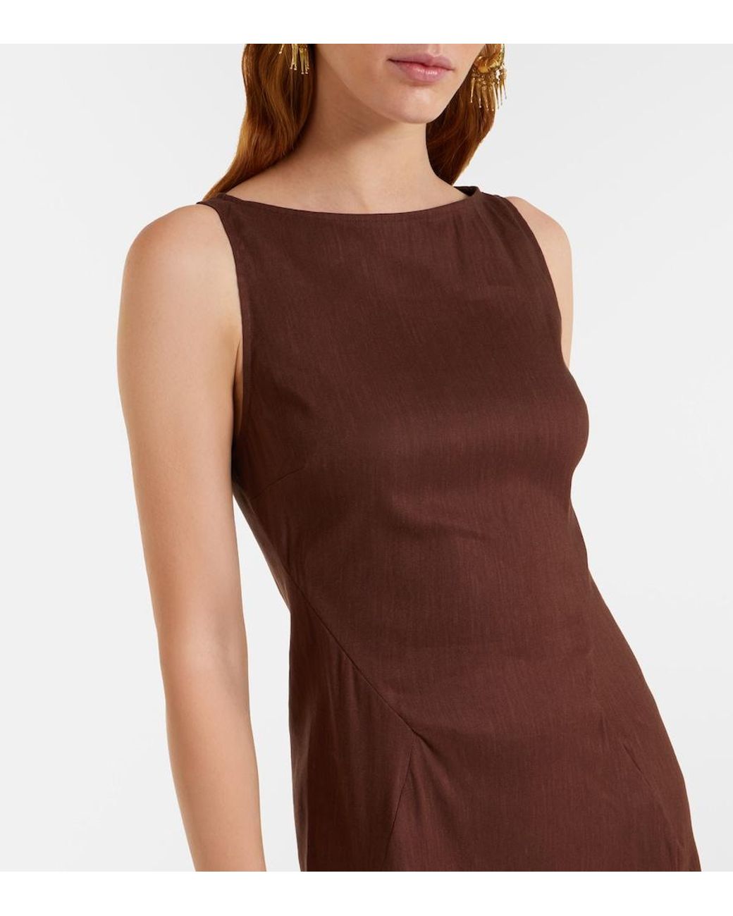 Staud Purple Costa Linen-Blend Maxi Dress
