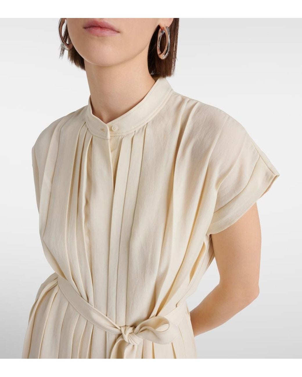 Joseph Natural Davidge Plisse Midi Dress