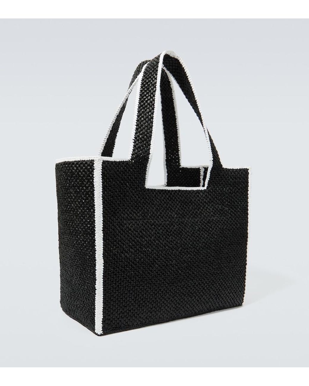 Loewe Black Logo Large Raffia Shopper for men