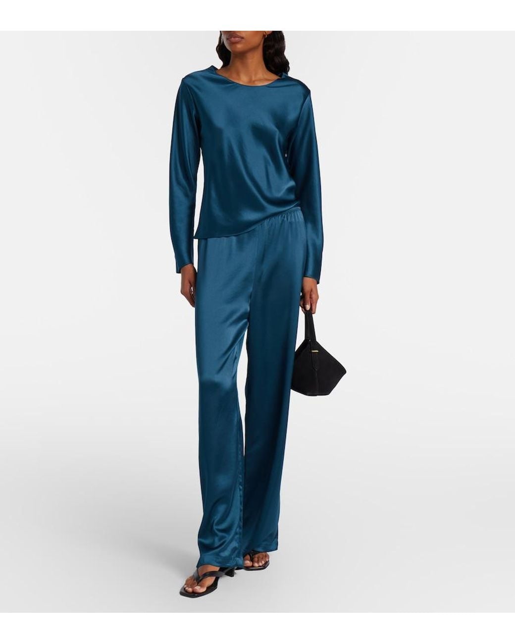 Leset Blue Barb Satin Top