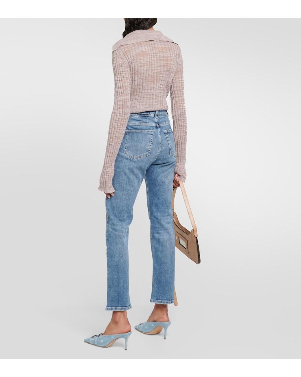 AG Jeans Blue American Mid-Rise Straight Jeans
