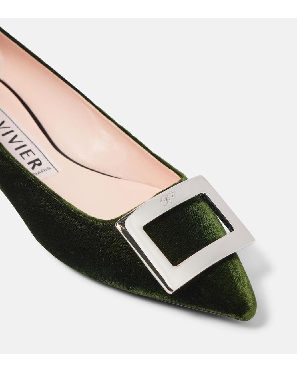 Roger Vivier Black Faux Fur-Trimmed Ballet Flats