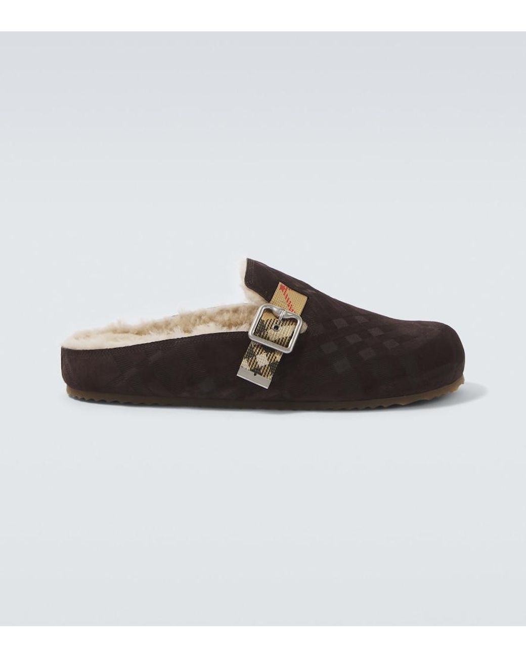 Burberry Brown Urchin Shearling-Lined Suede Clogs for men