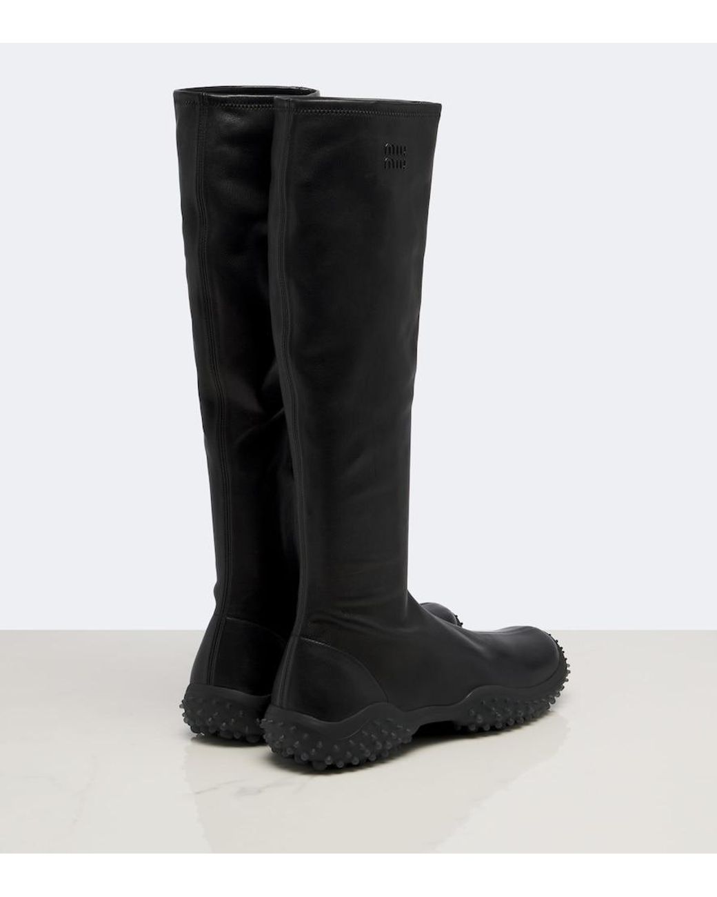 Miu Miu Black Leather Knee-High Boots