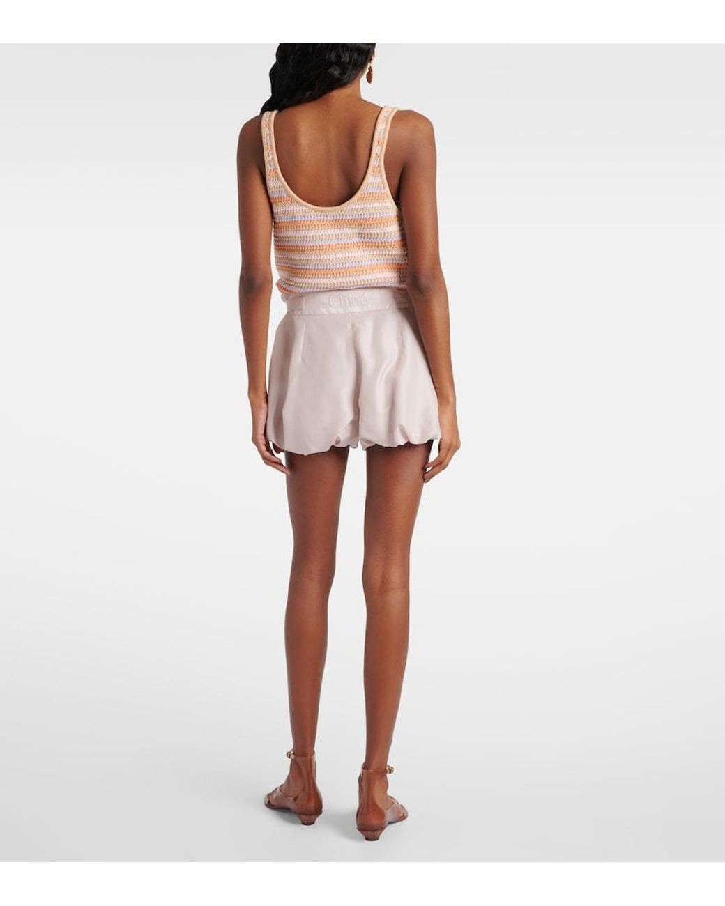 Chloé Natural Cotton Gabardine Shorts