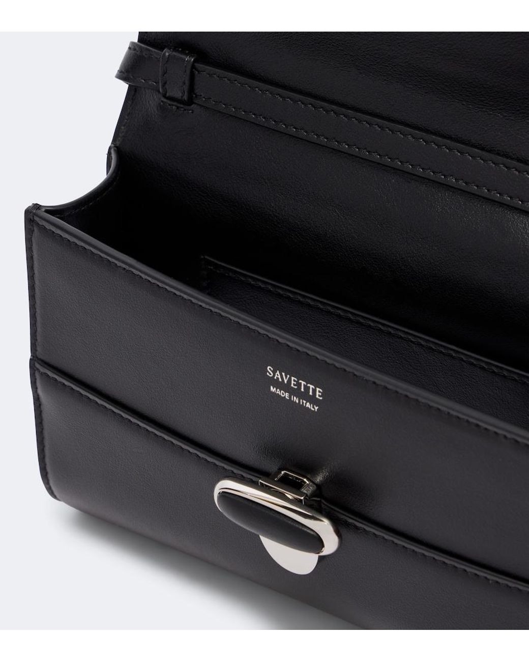 SAVETTE Black Symmetry Mini Leather Clutch