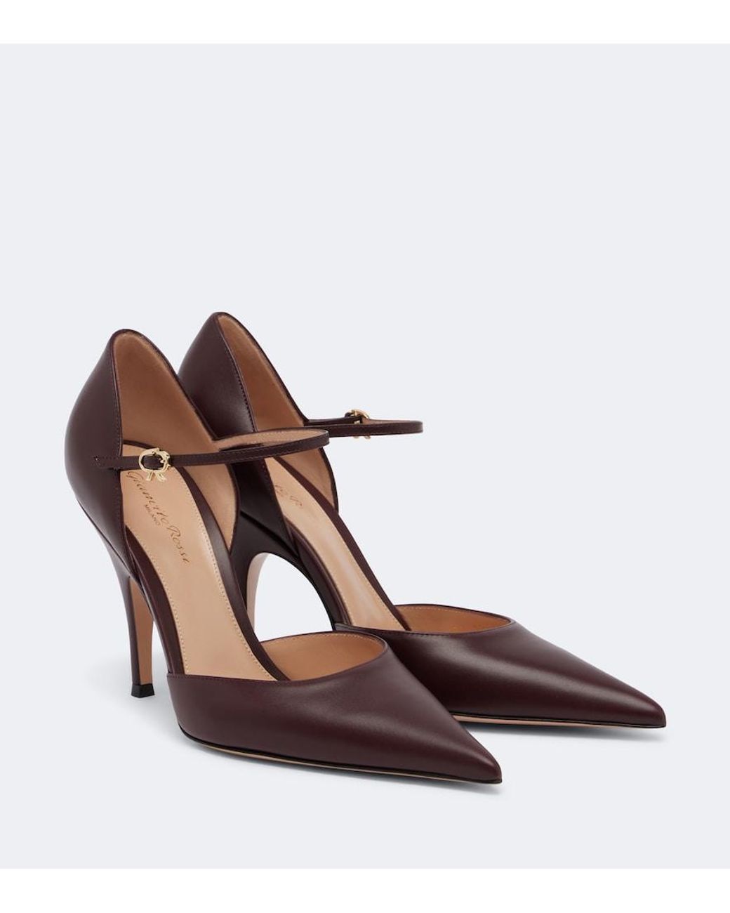 Gianvito Rossi Brown Sofia D'Orsay Leather Pumps