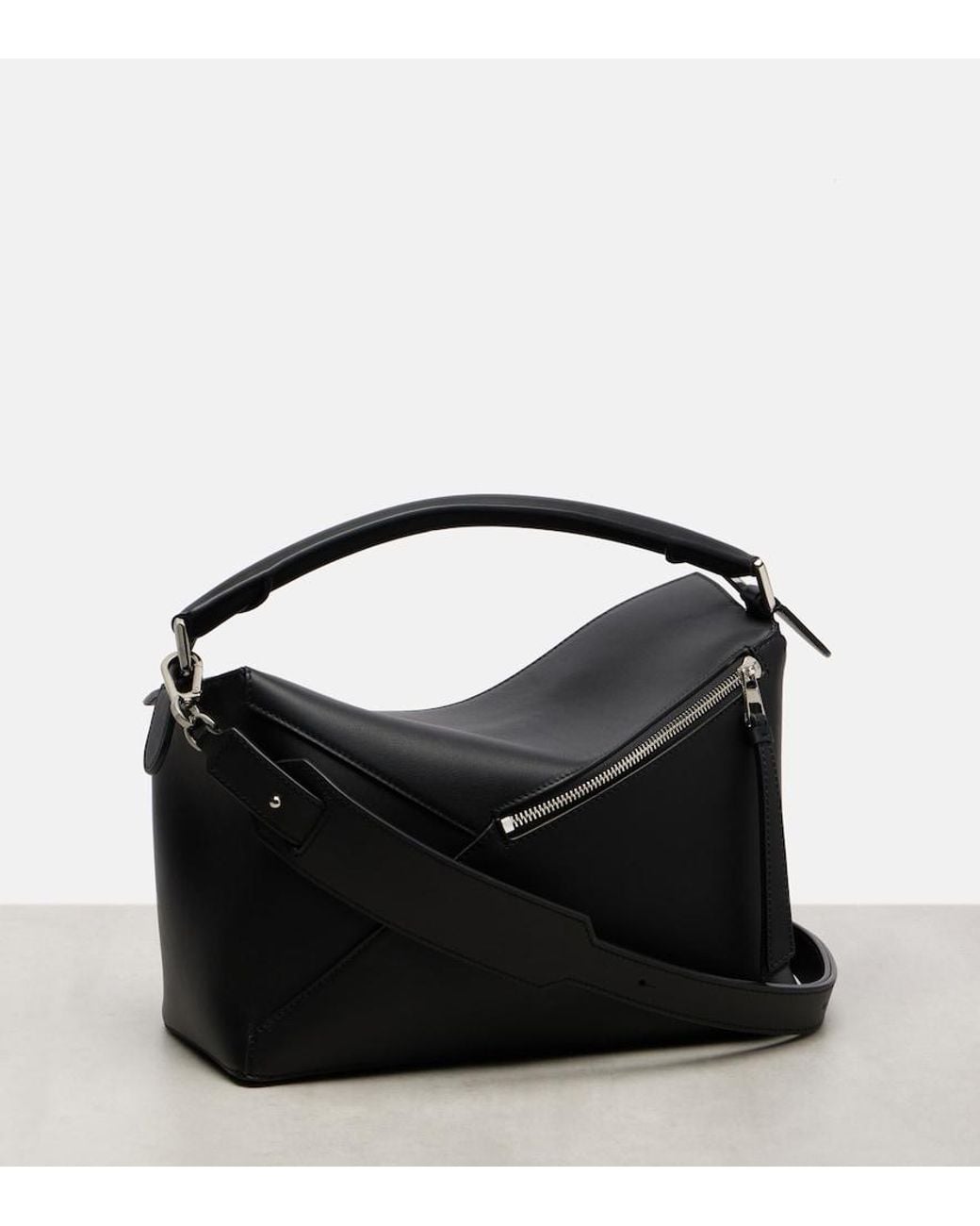Loewe Black Puzzle Edge Medium Leather Top-Handle Bag