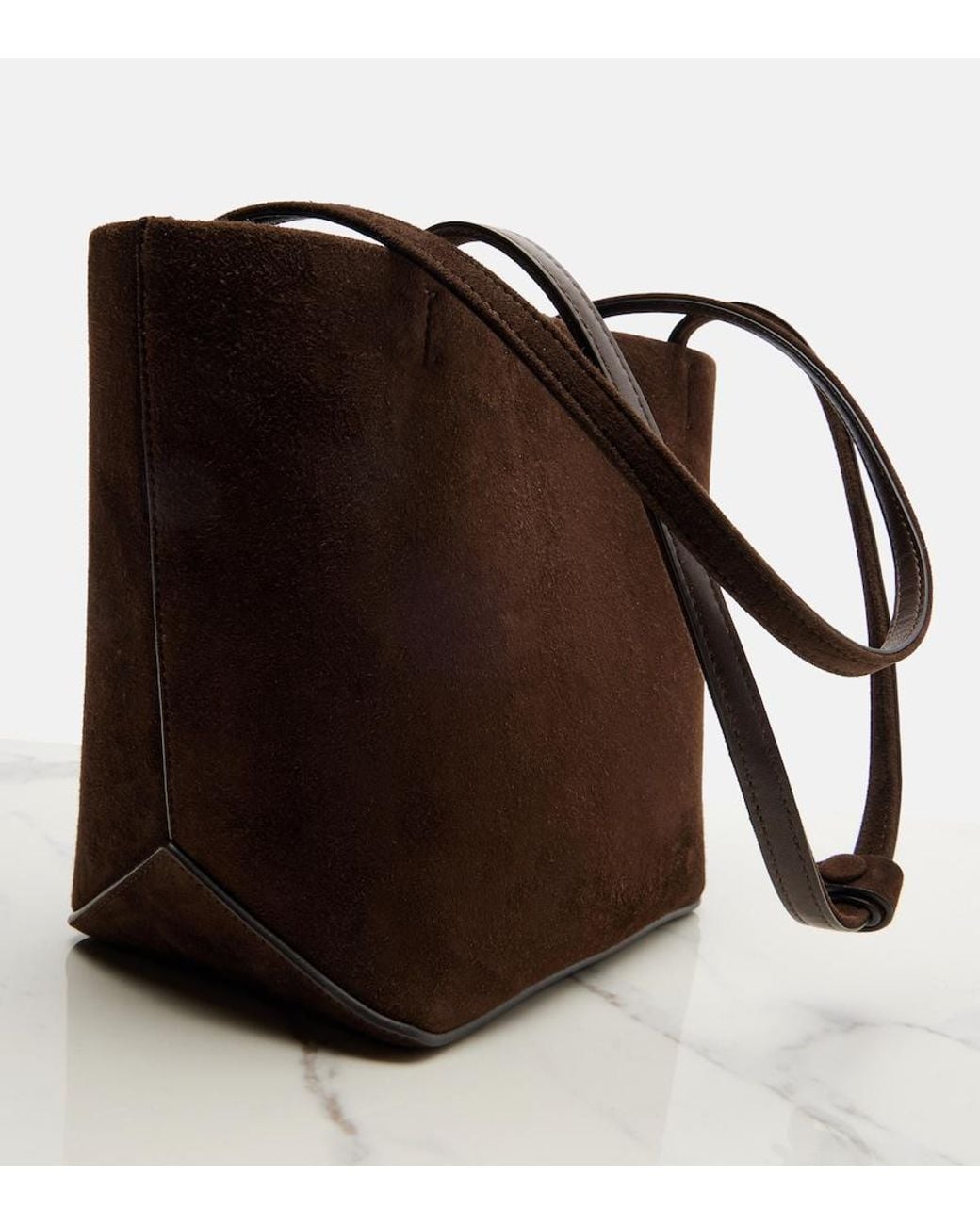 The Row Brown Park Edge Medium Suede Tote Bag