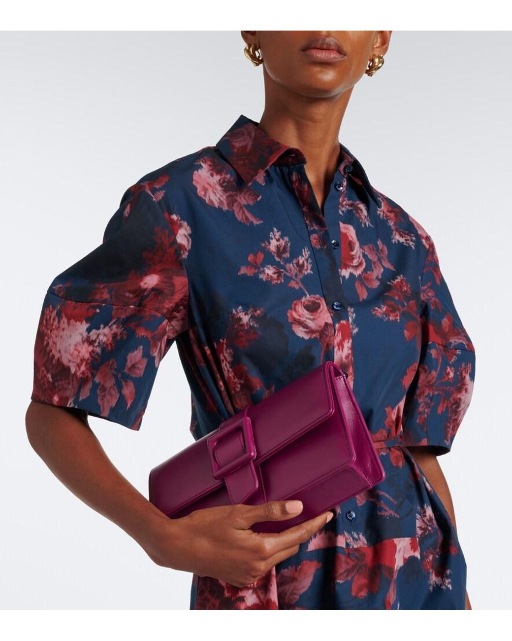 Manolo Blahnik Purple Maycap Leather Clutch
