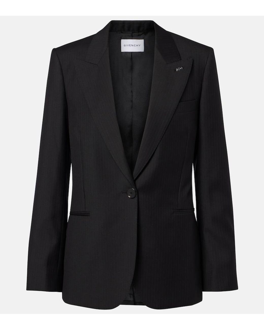 Givenchy Black Chalk Stripe Wool Blazer