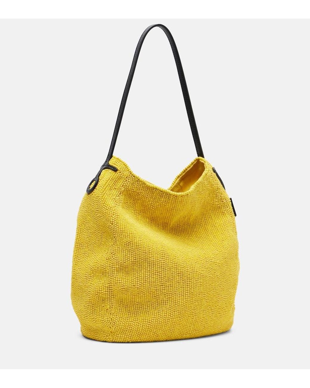J.W. Anderson Yellow Bulb Small Beaded Leather-Trimmed Shoulder Bag