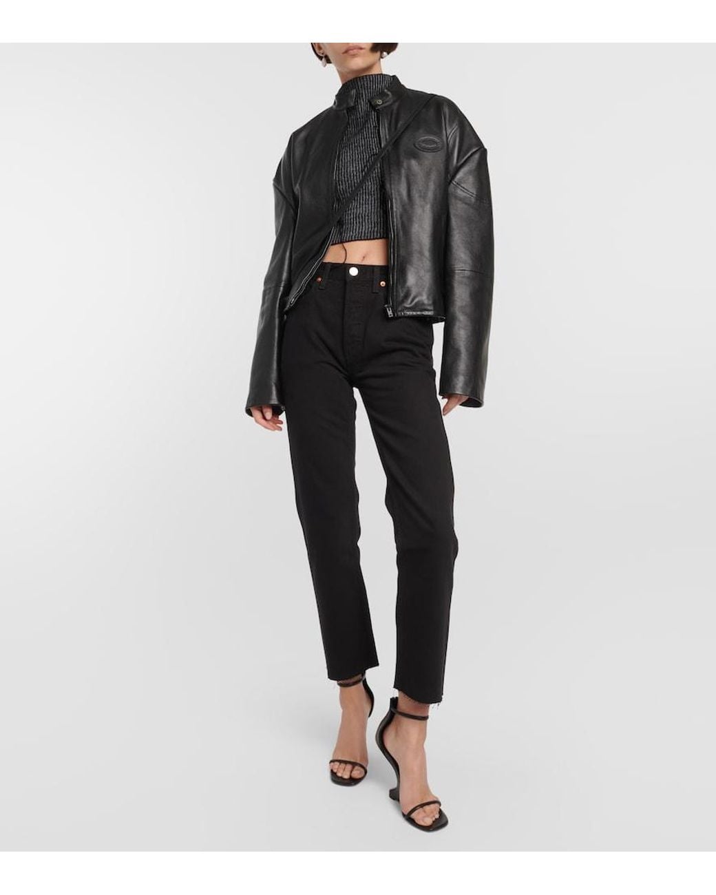 Re/done Black '70S Stove Pipe Straight Jeans