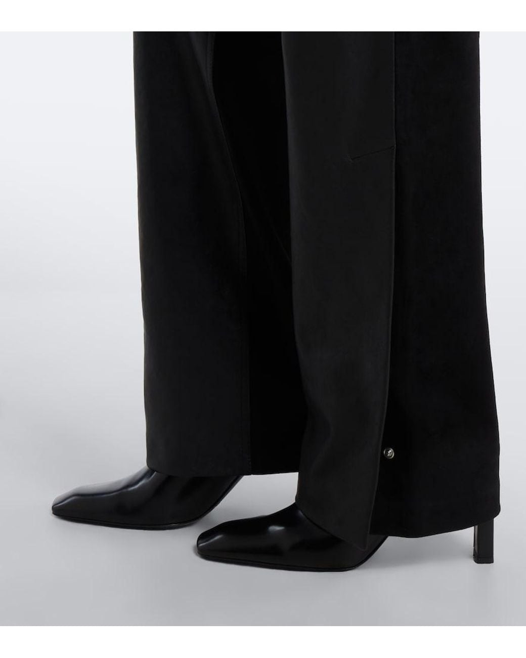 Sportmax Black Leather And Suede Straight Pants