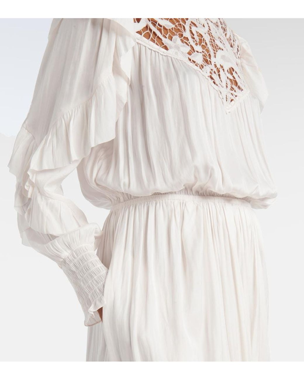 Isabel Marant White Frilled Collar Long Dress