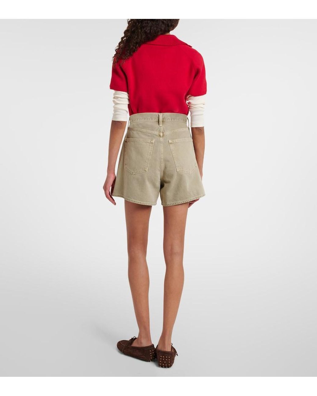 Agolde Natural Rhoda High-Rise Denim Shorts