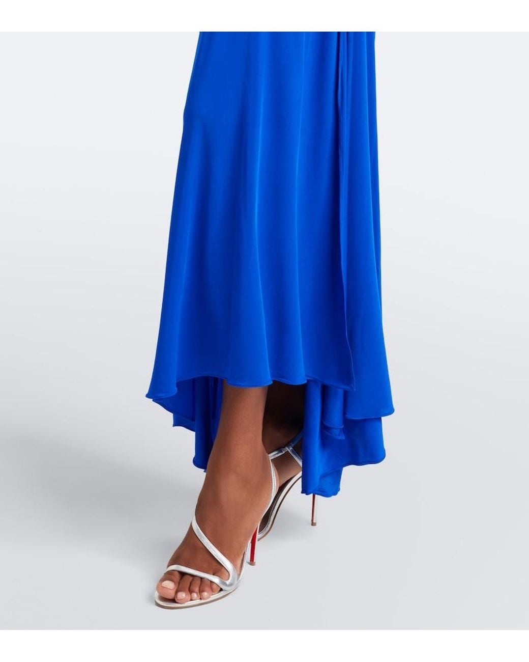 Alex Perry Blue Ruched One-Shoulder Jersey Gown