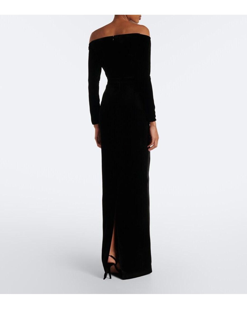 The New Arrivals Ilkyaz Ozel Black Farah Embellished Velvet Bustier Gown