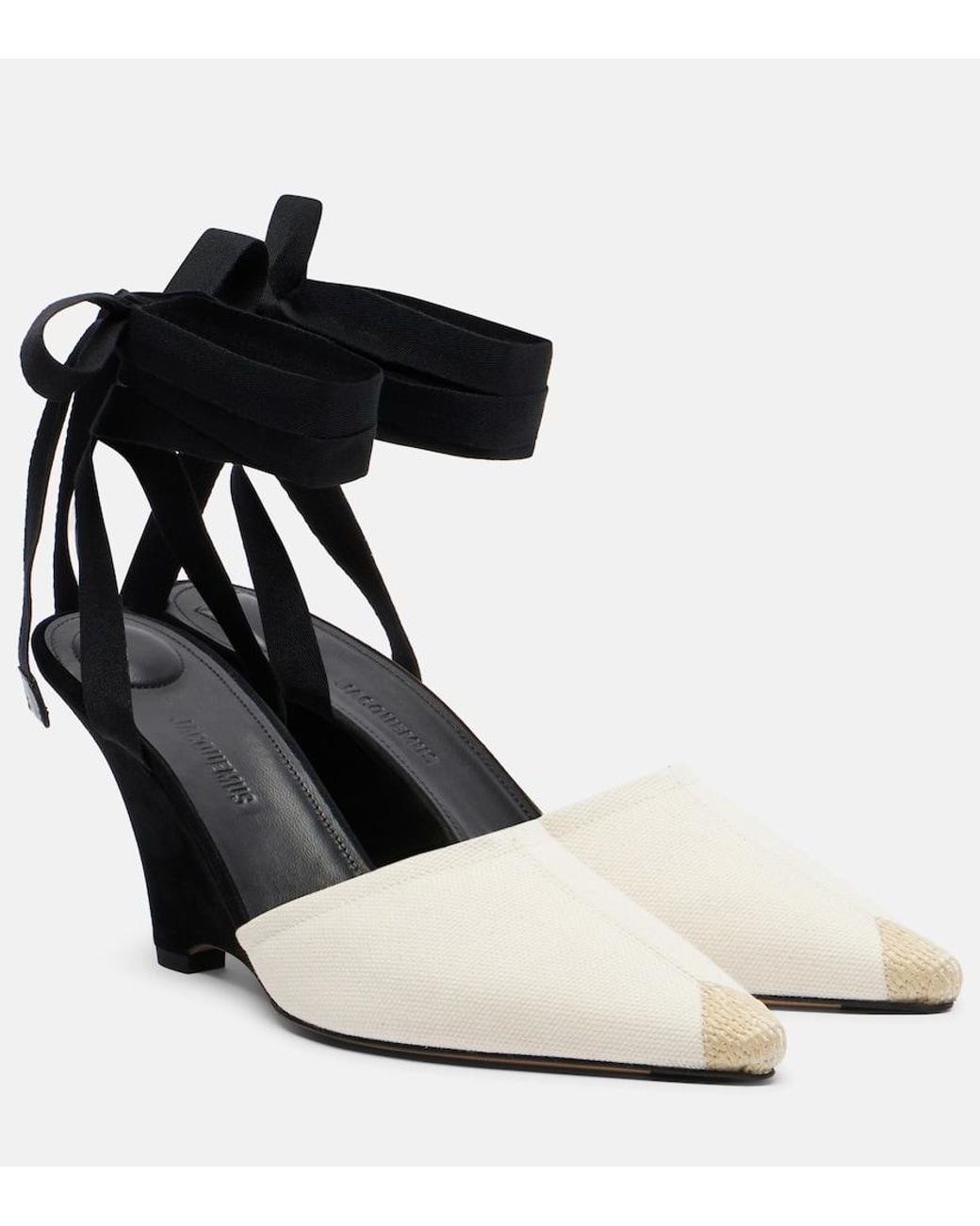 Jacquemus Black Canvas Wedges