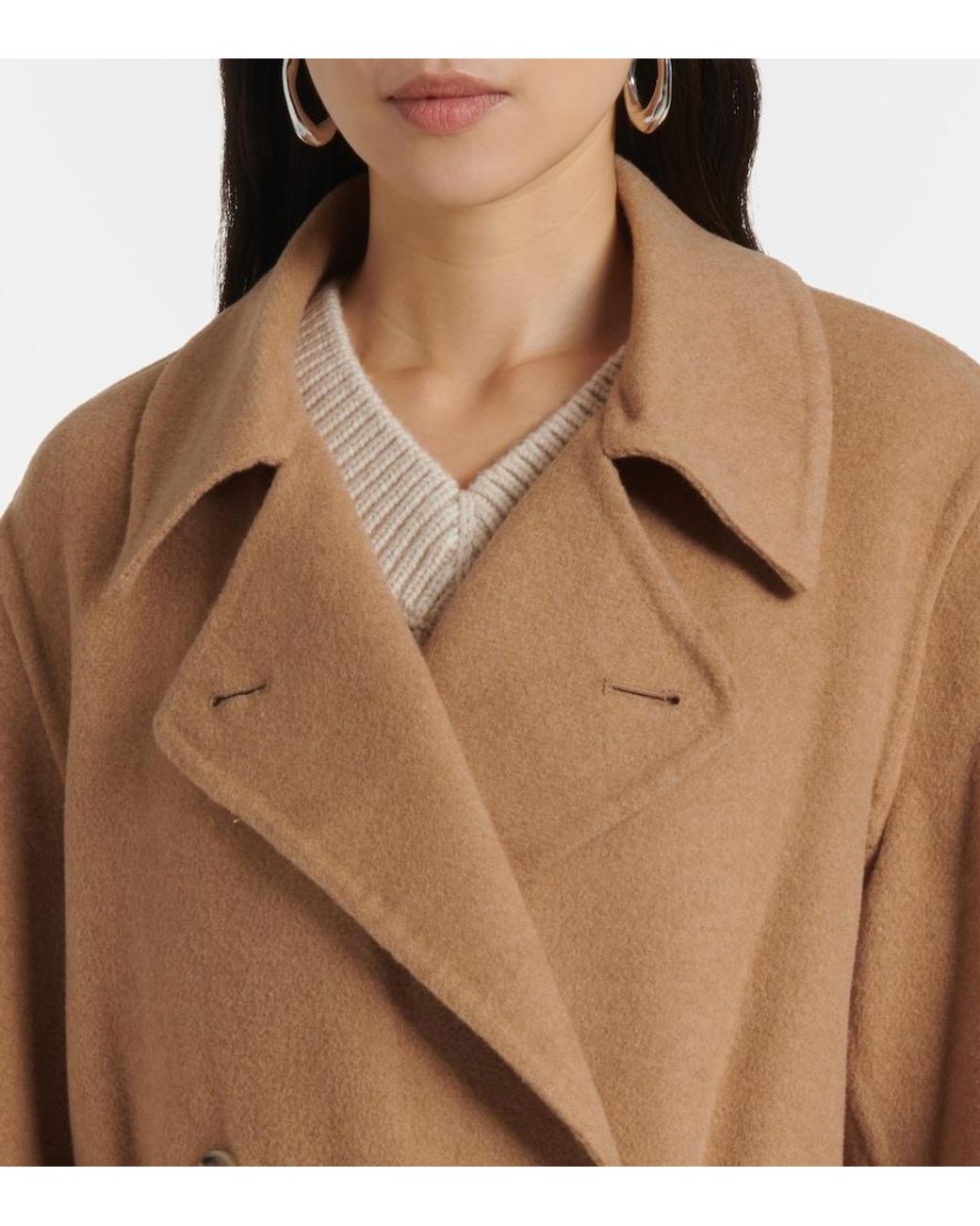Vince Natural Belted Double-Breasted Wool Coat