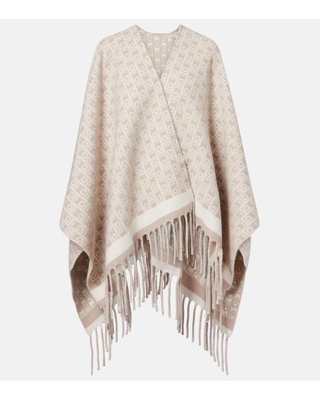 Ferragamo Natural Gancini Virgin Wool Shawl