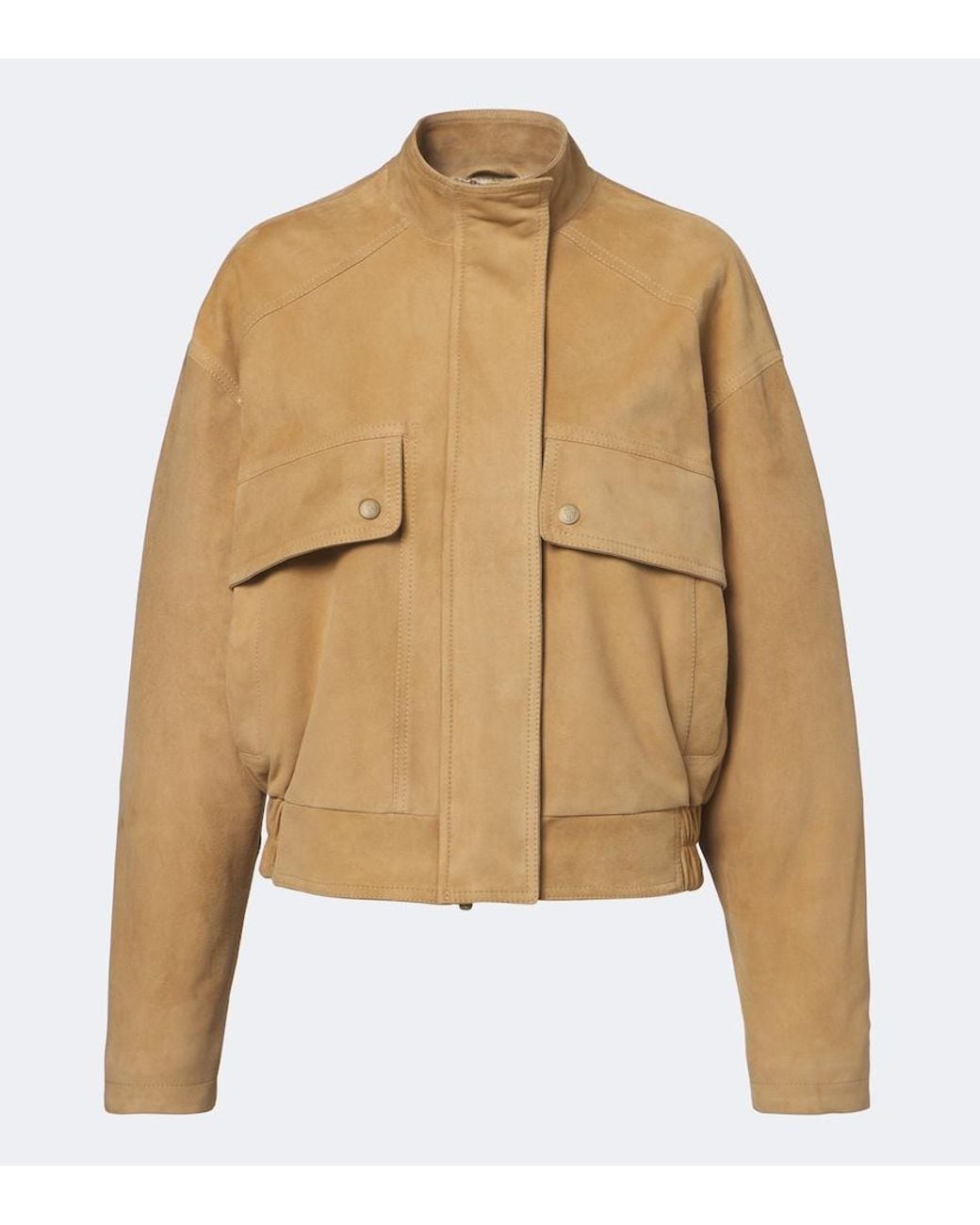 Eleventy Natural Suede Bomber Jacket