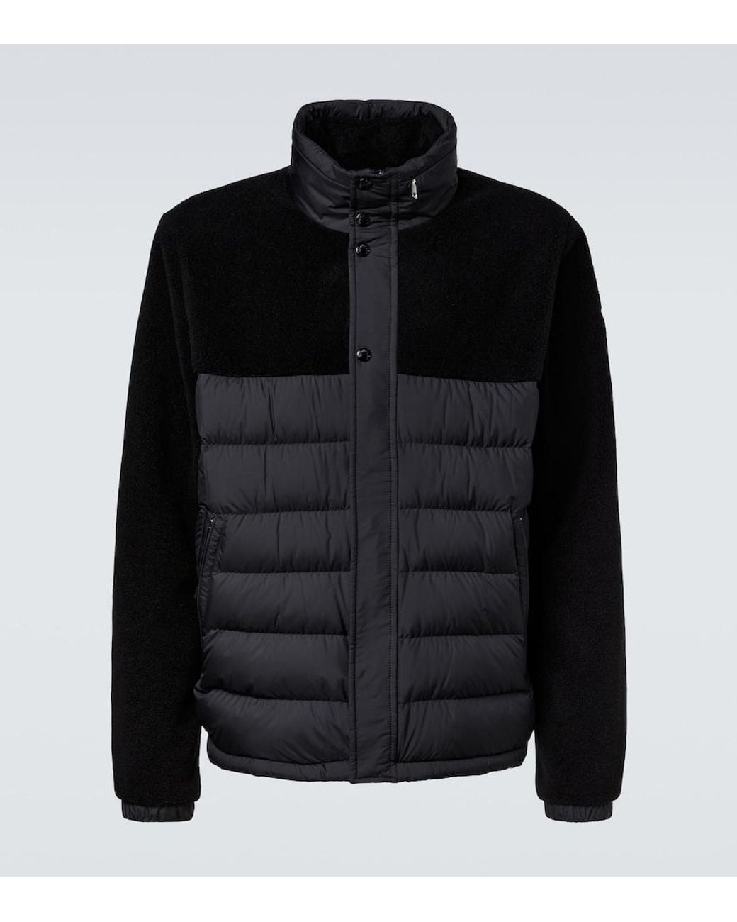 Moncler Black Mistral Down-Paneled Teddy Jacket for men