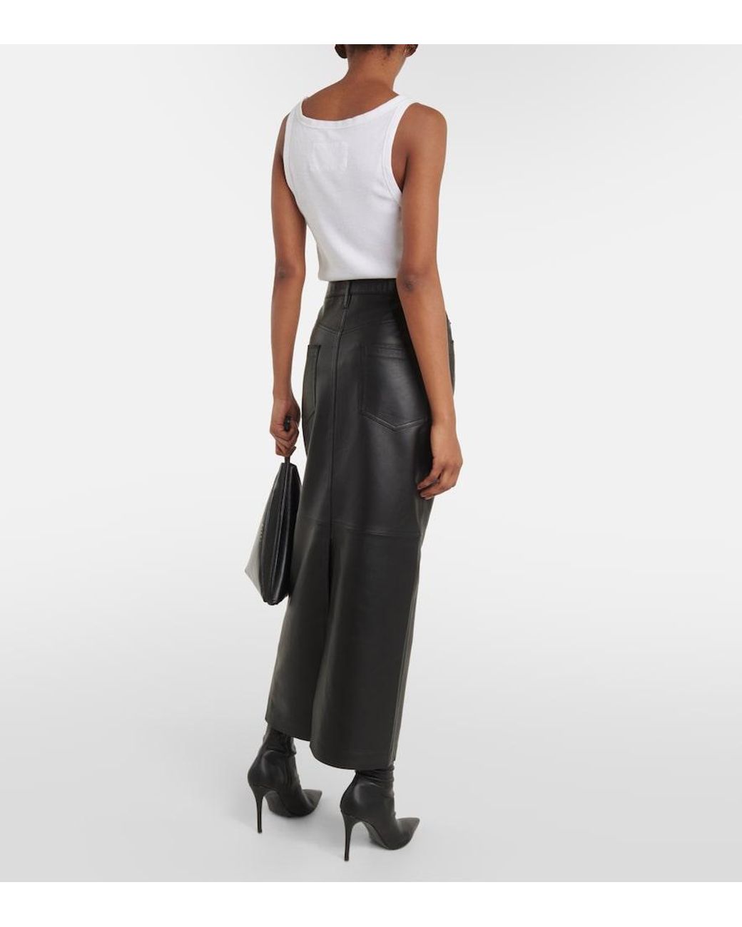 Wardrobe NYC Black Back-Slit Leather Maxi Skirt